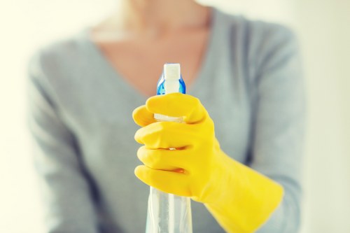 Professional cleaners maintaining desks and shared office spaces in Stjohnswood