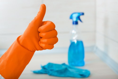 Local carpet cleaning service preparing a business interior for treatment